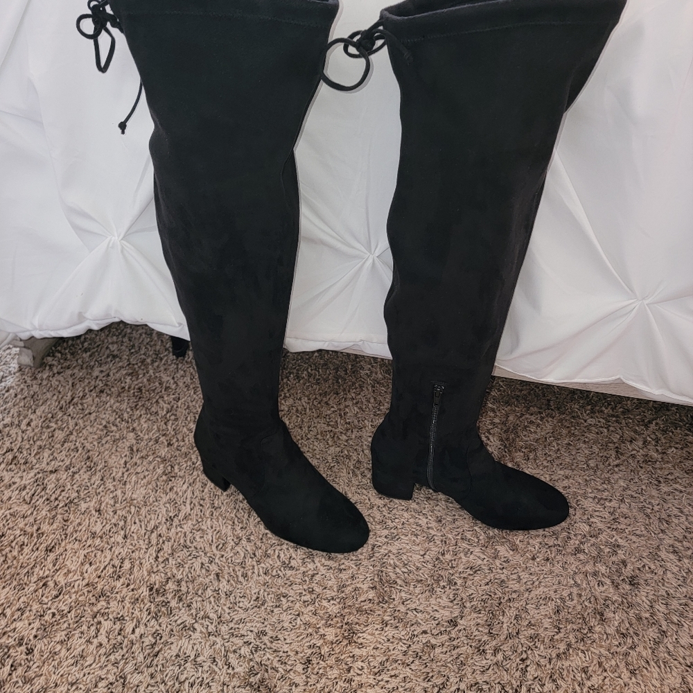 Over the knee black boots